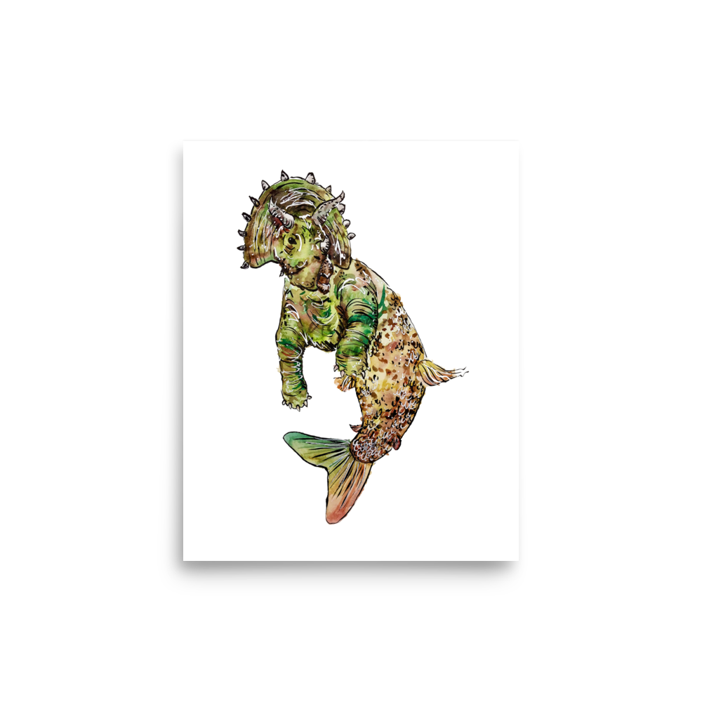 Triceratops Mermaid Poster