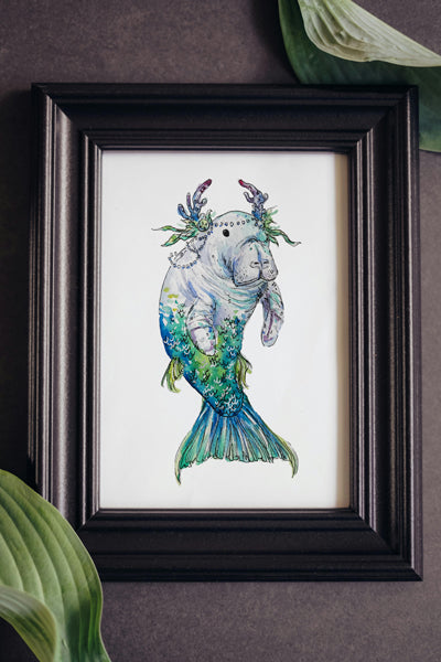 Manatee Mermaid Print