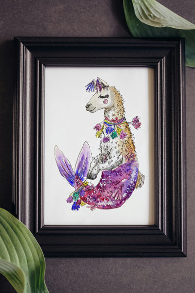 Llama Mermaid Print