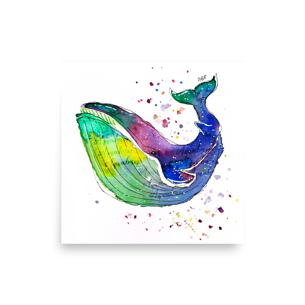 Rainbow Whale Poster