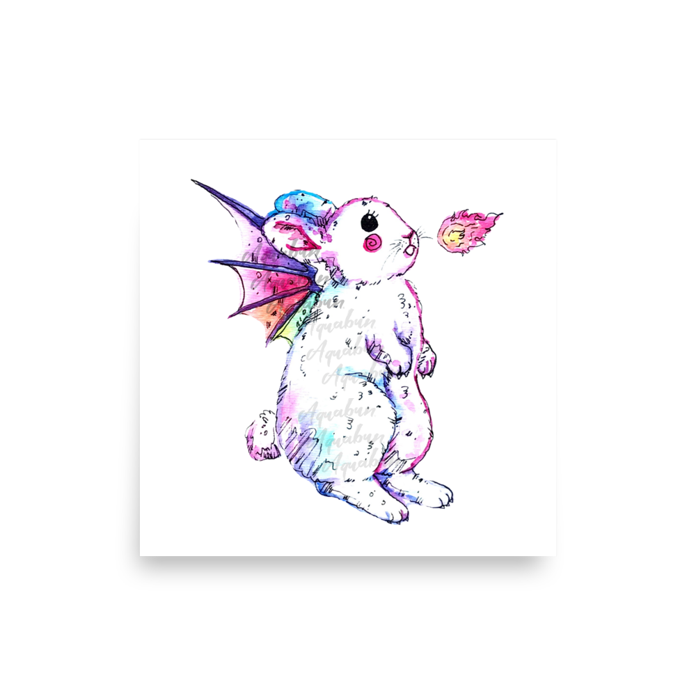 Flying Dragon Bunny Poster