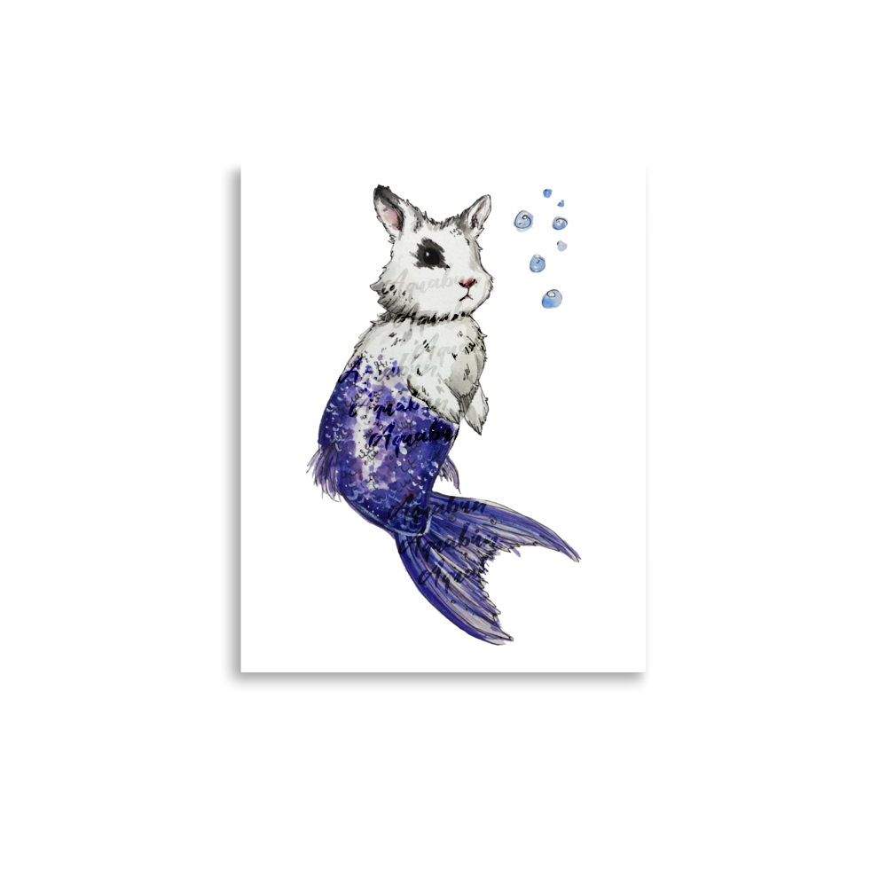 Pointed Eared Bunny Mermaid Purple Tail Poster