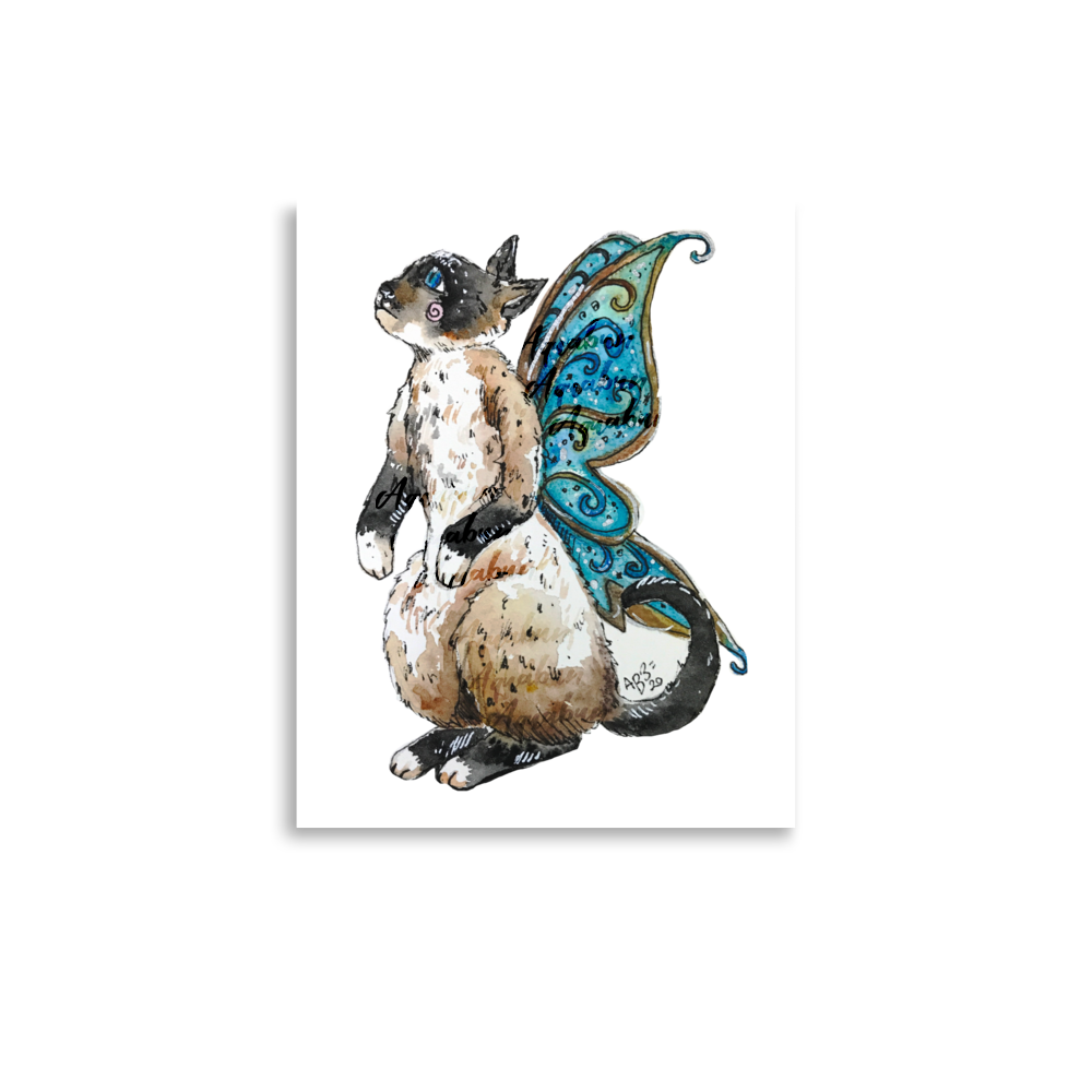 Cat Fairy Green Wings Poster