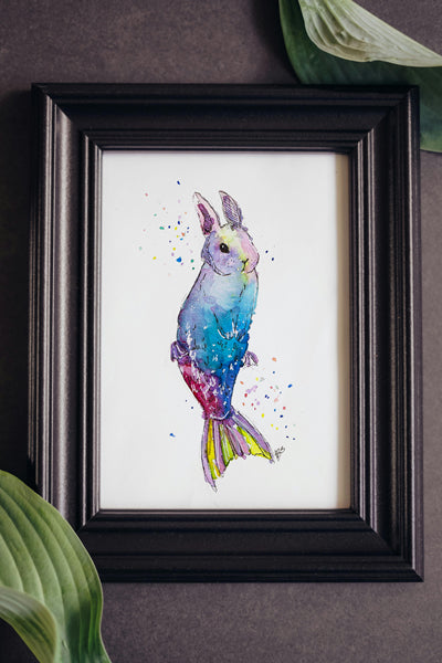 Rainbow Mermaid Bunny Print