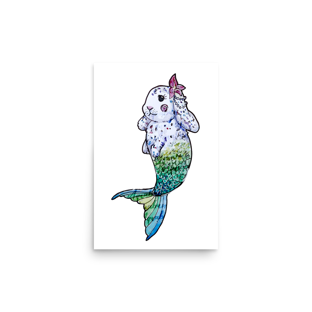 Tropical Bunny Mermaid Poster