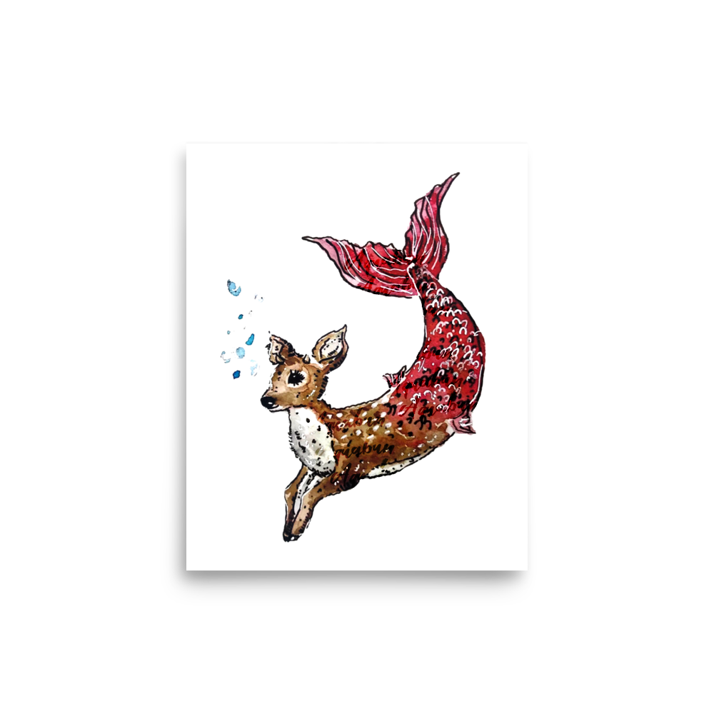 Deer Mermaid Poster
