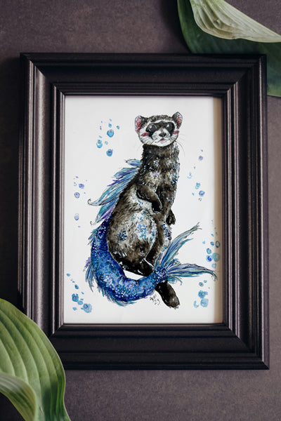 Ferret Mermaid Print