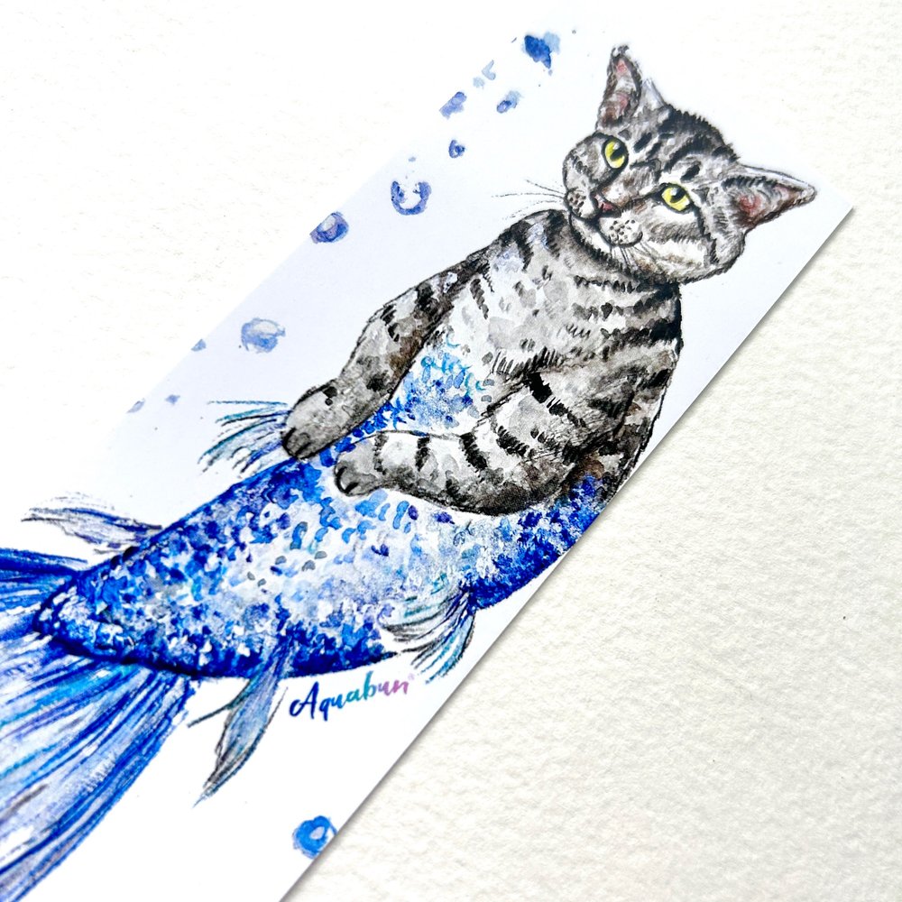 Grey Tabby Purrmaid Bookmark