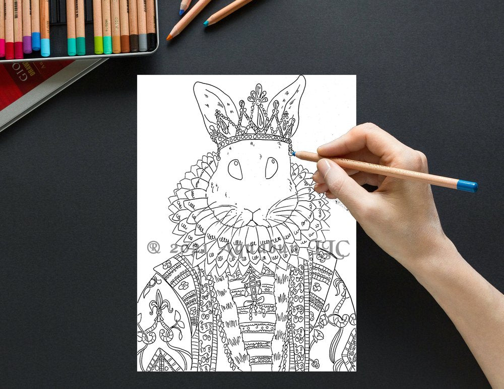 Royal Bunny Coloring Page