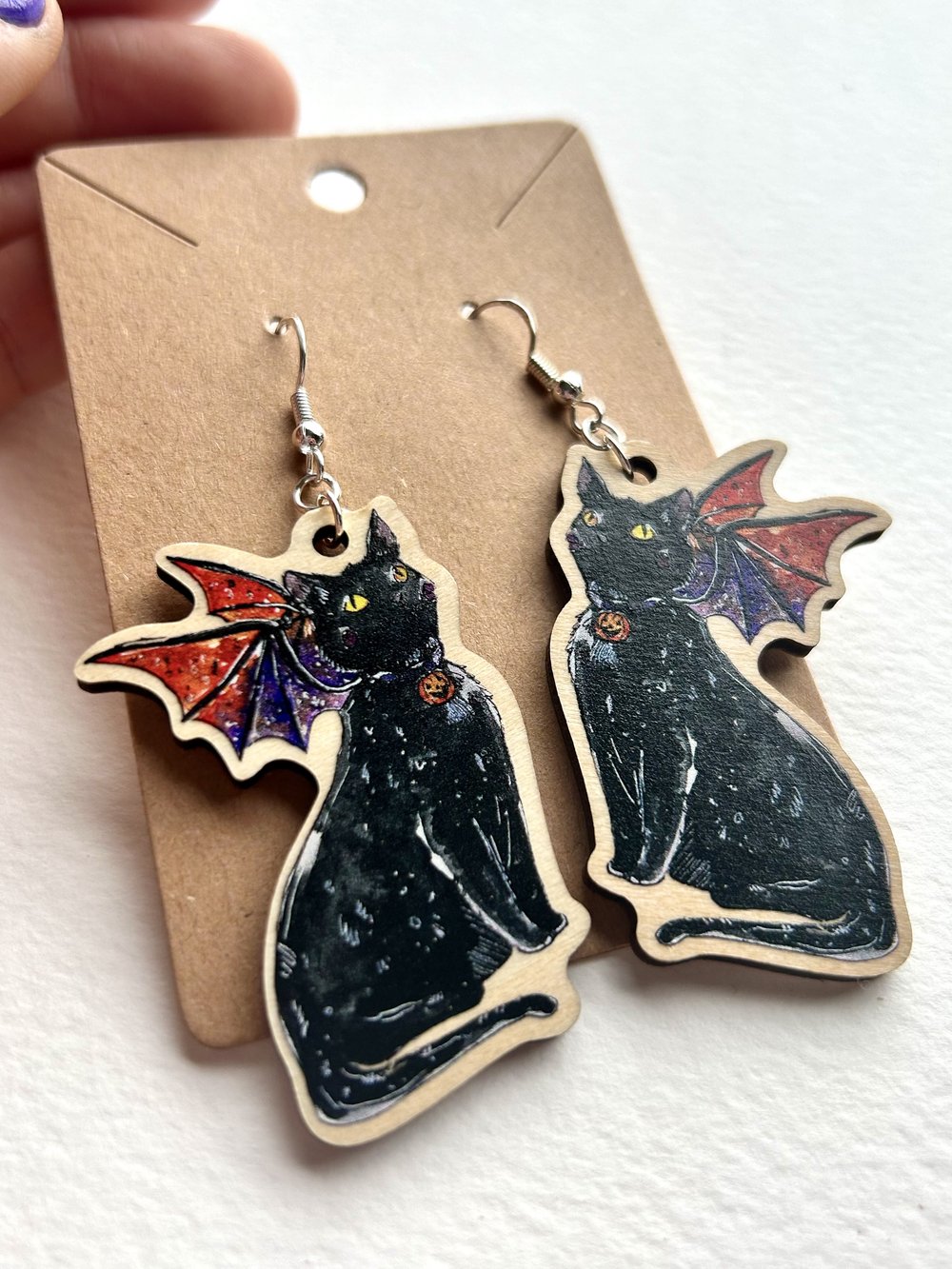 Black Cat Dragon Earrings