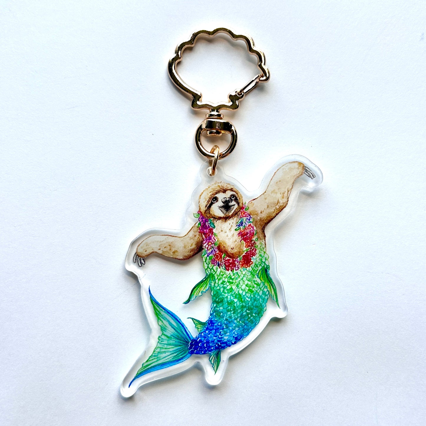 Sloth Mermaid Keychain