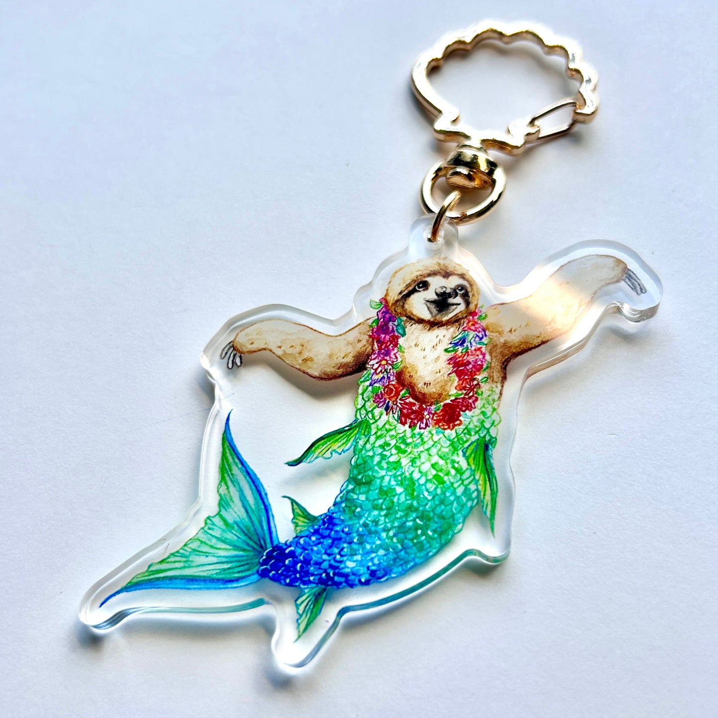 Sloth Mermaid Keychain