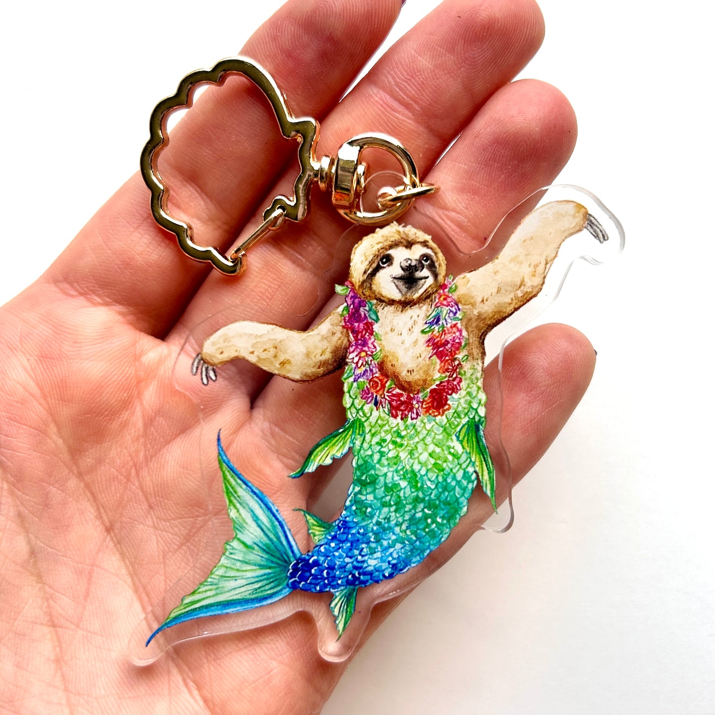 Sloth Mermaid Keychain
