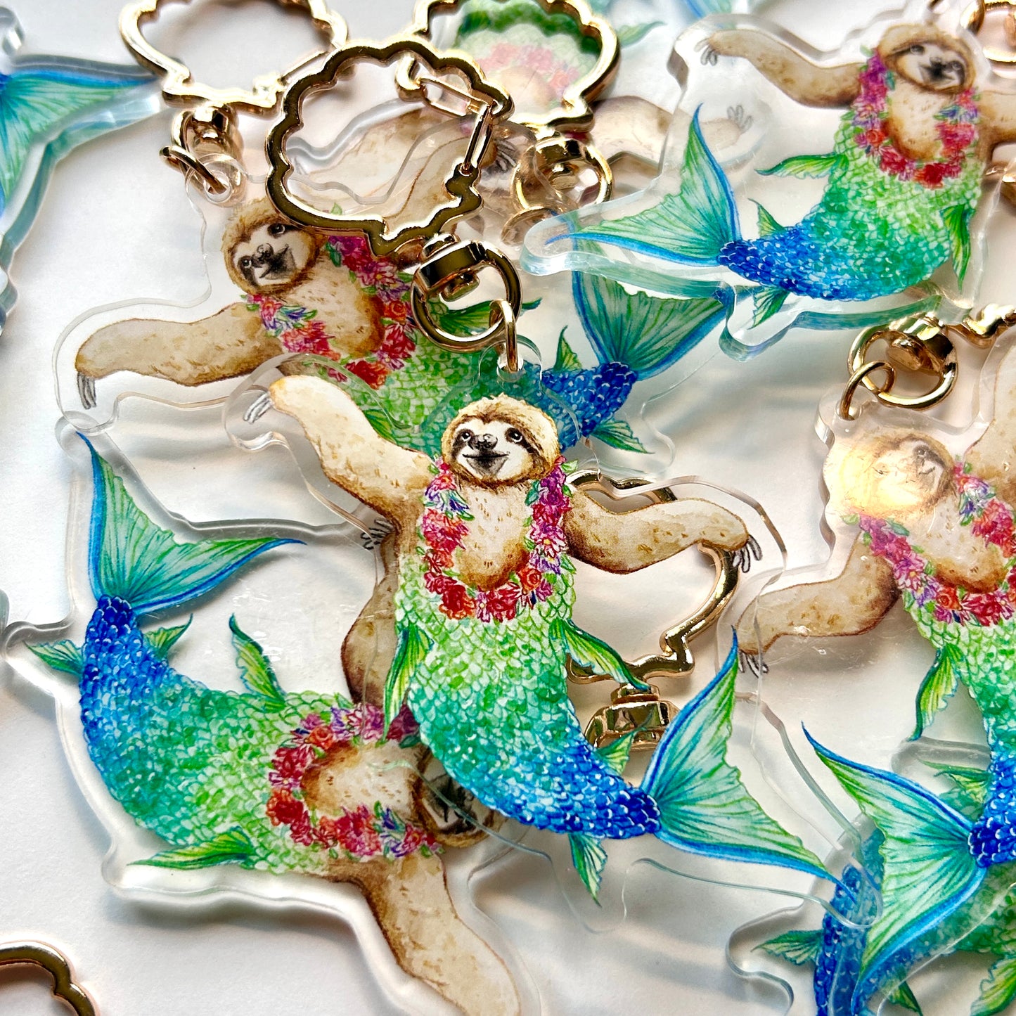 Sloth Mermaid Keychain