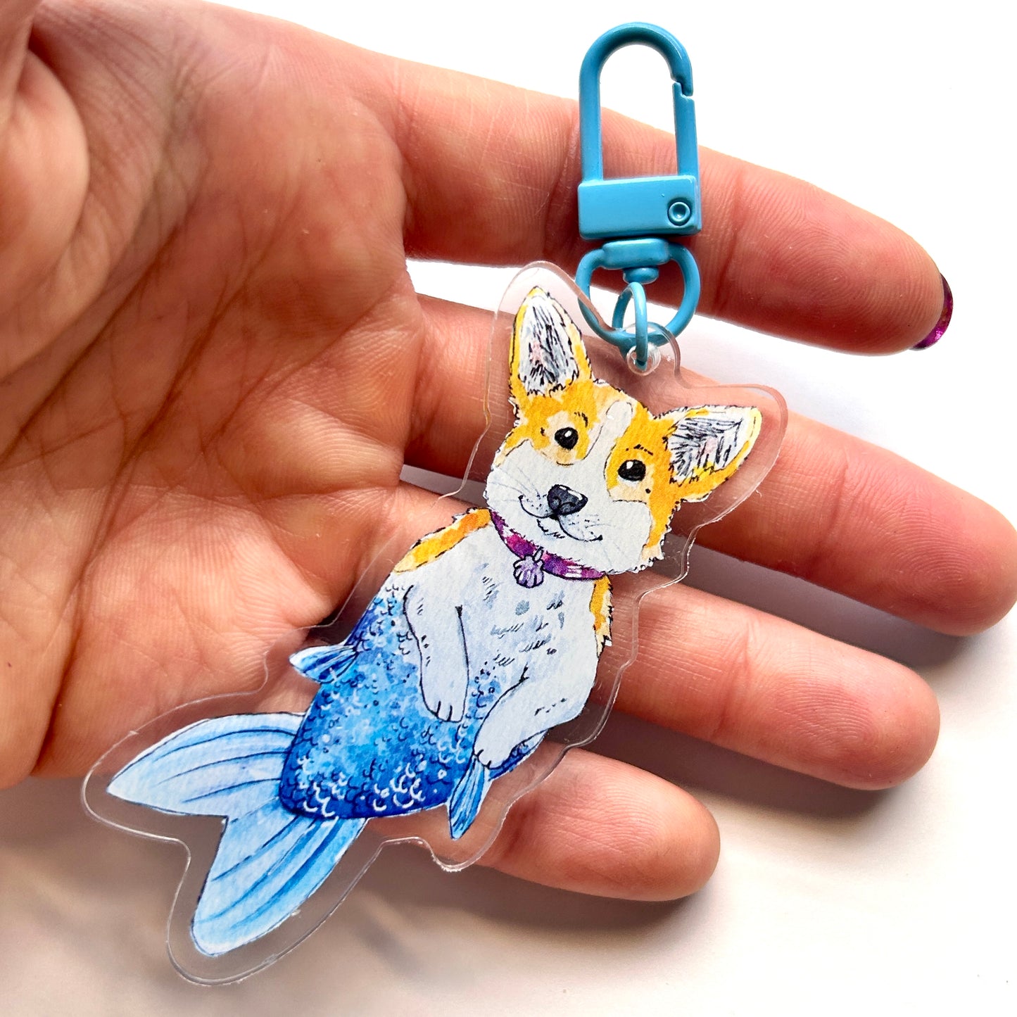 Corgi Mermaid Keychain