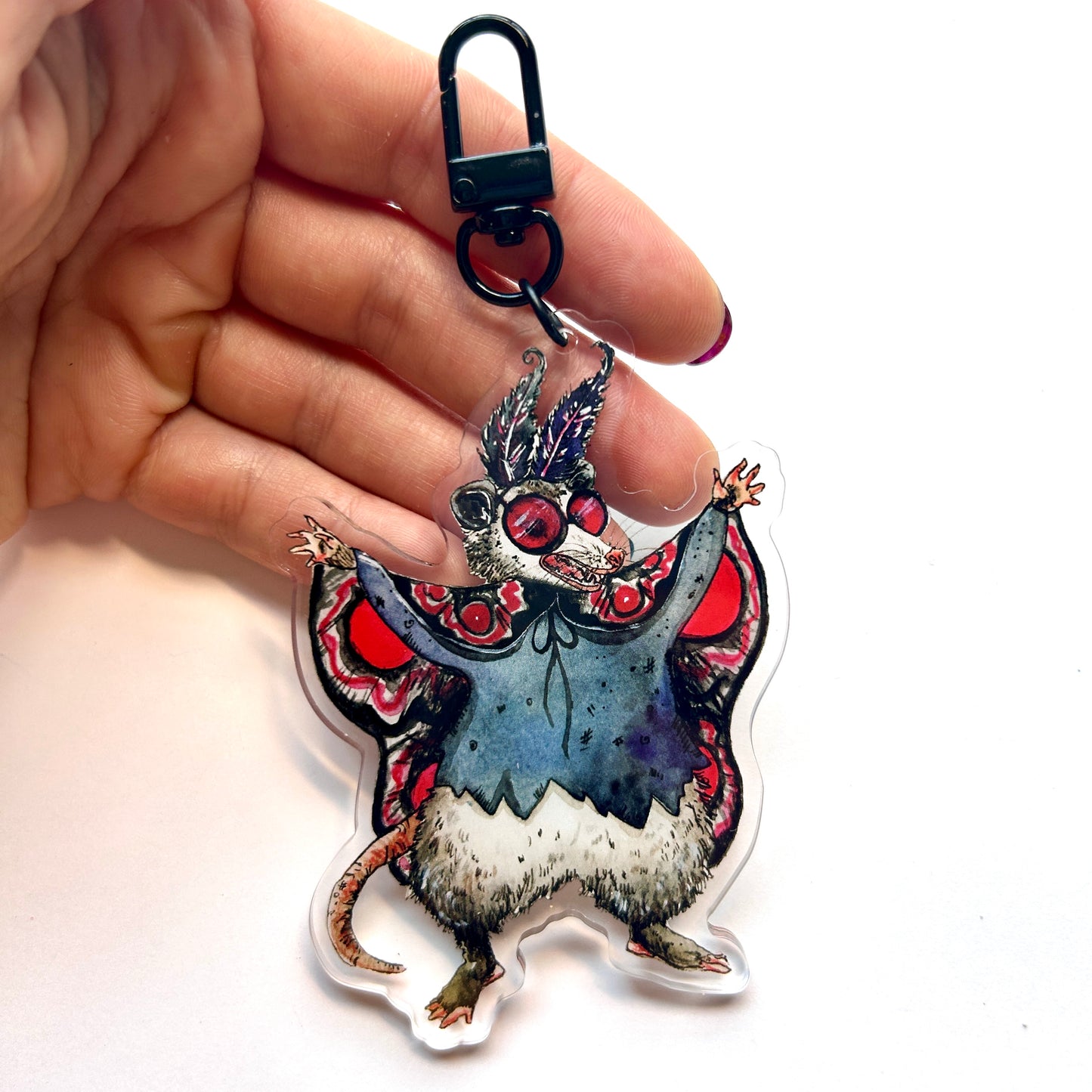 Possum Mothman Keychain
