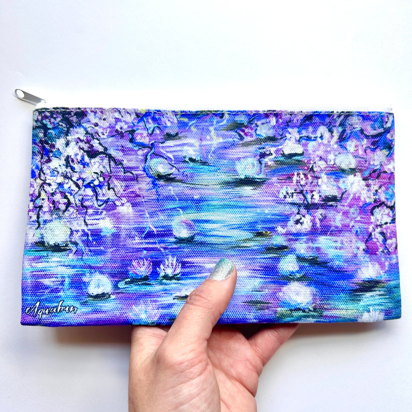 Blue and Pink Lilies Pencil Pouch