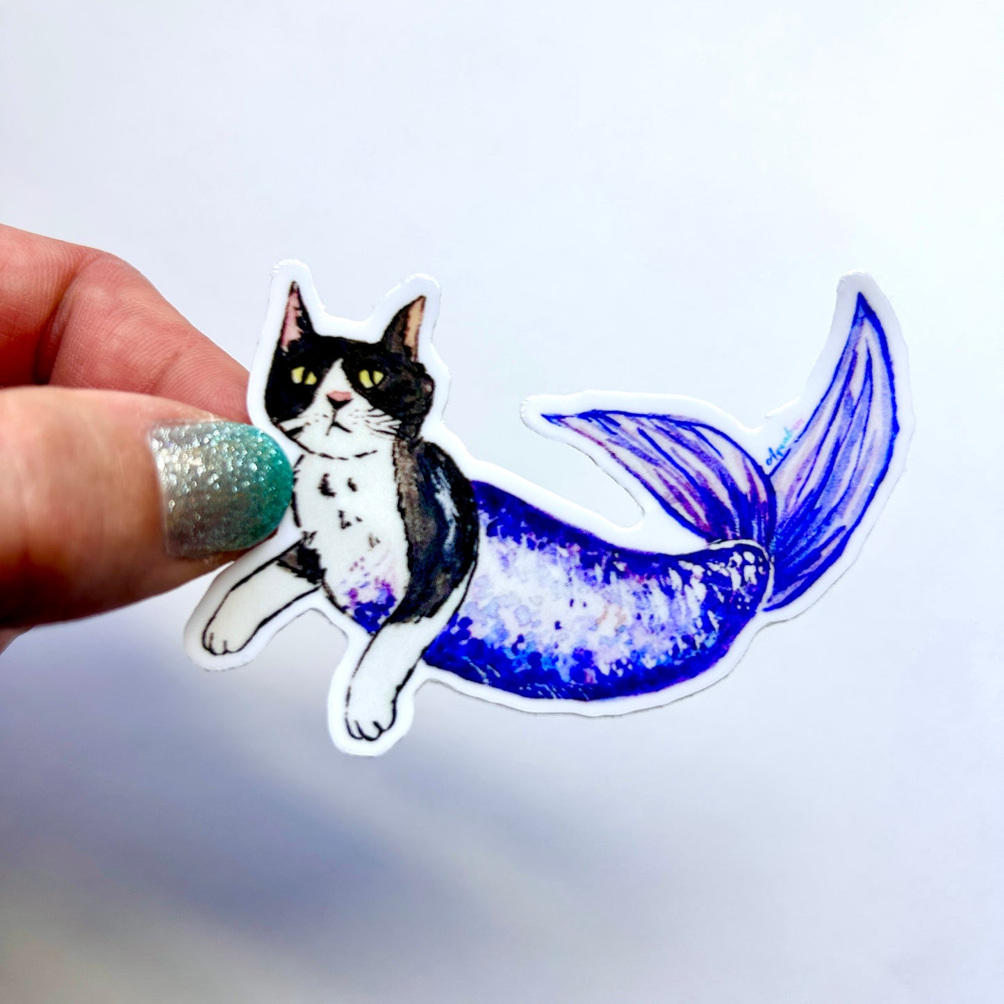 Tuxedo Cat Mermaid Sticker