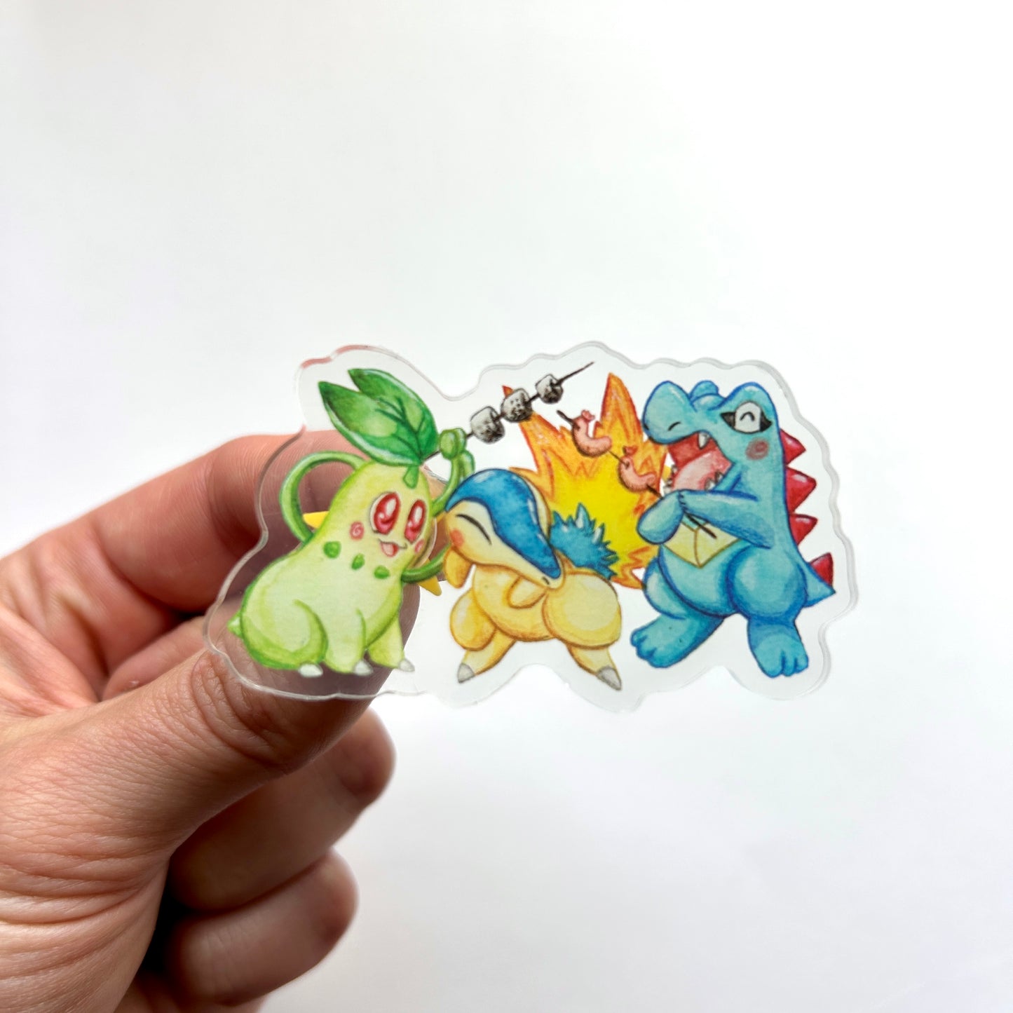 Cute Monster Campfire Acrylic Pin