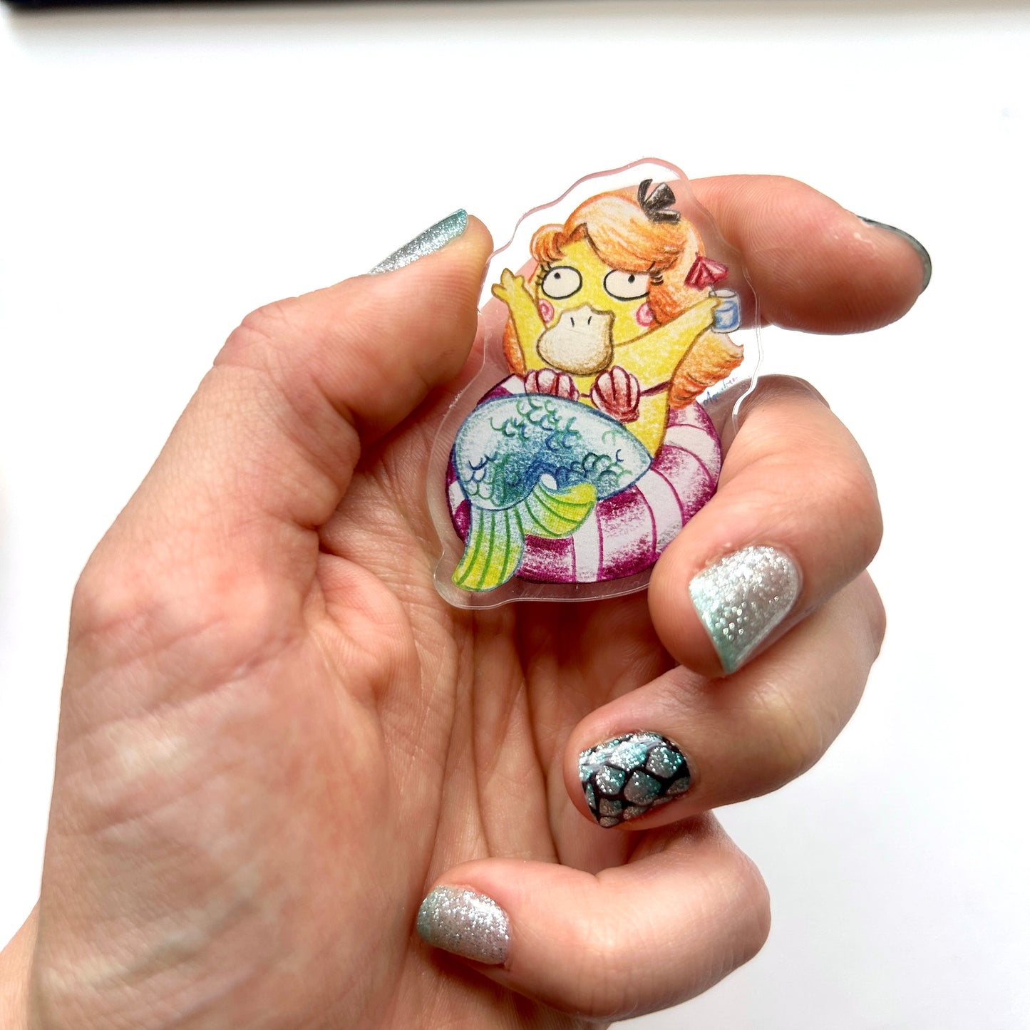 Psychic Duck Mermaid Acrylic Magnet
