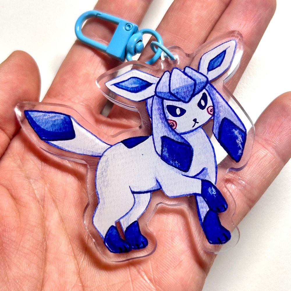Blue Ice Kitty Keychain