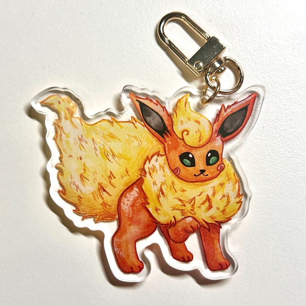 Orange Fire Kitty Keychain