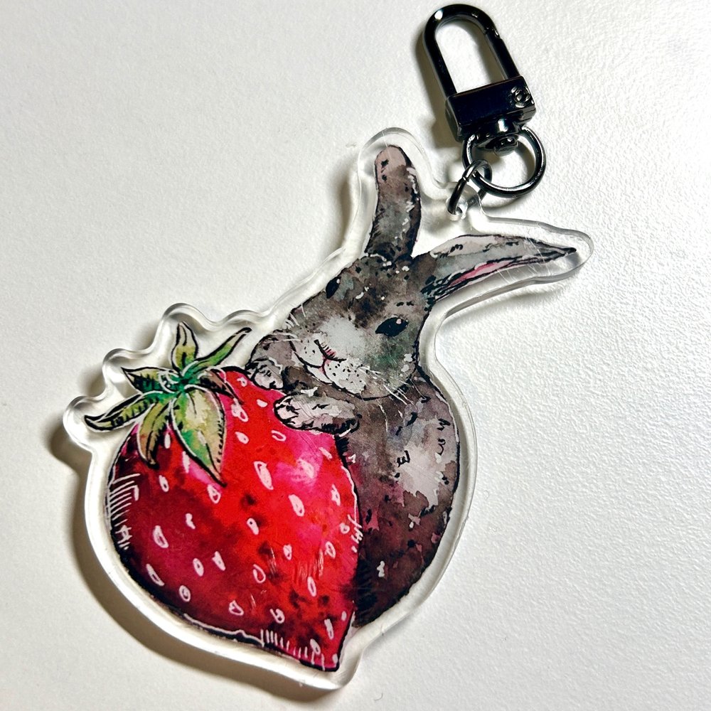 Strawberry Bunny Keychain