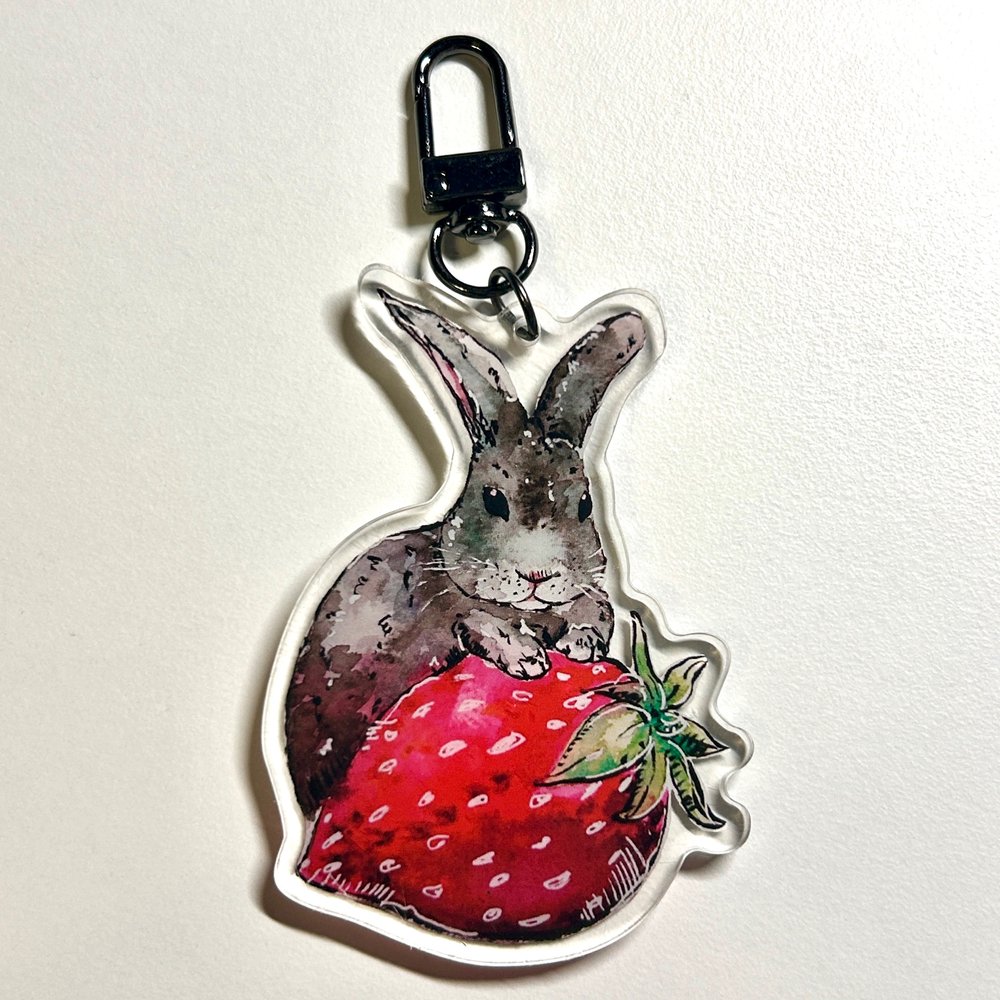 Strawberry Bunny Keychain