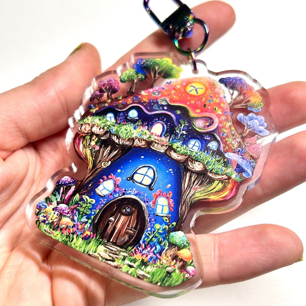 Mushroom House Keychain