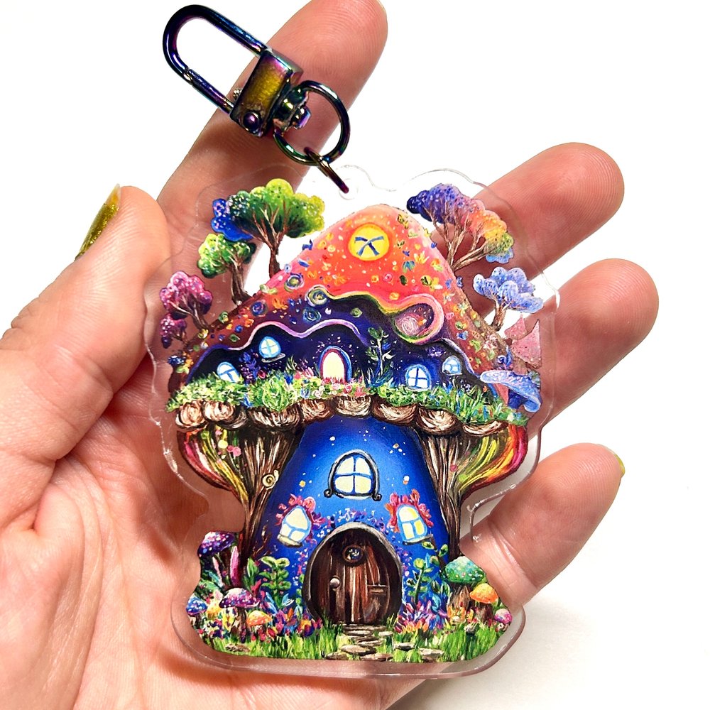 Mushroom House Keychain