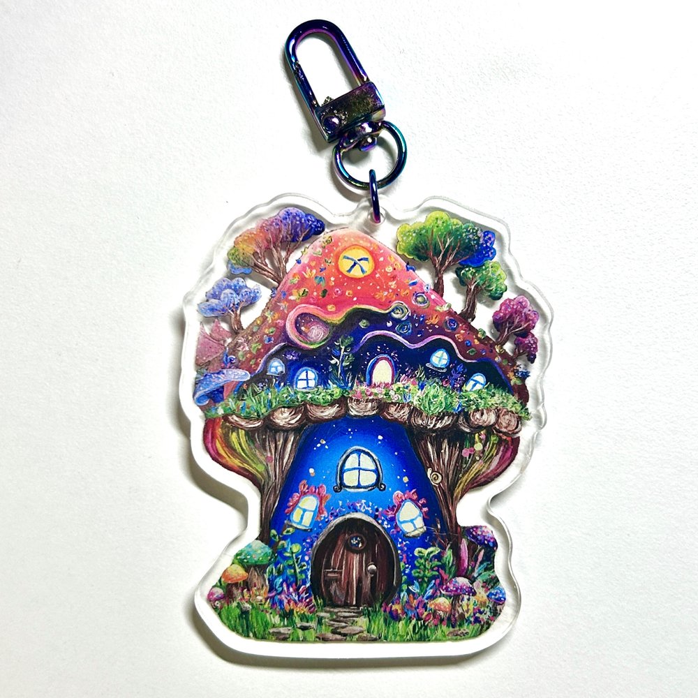 Mushroom House Keychain