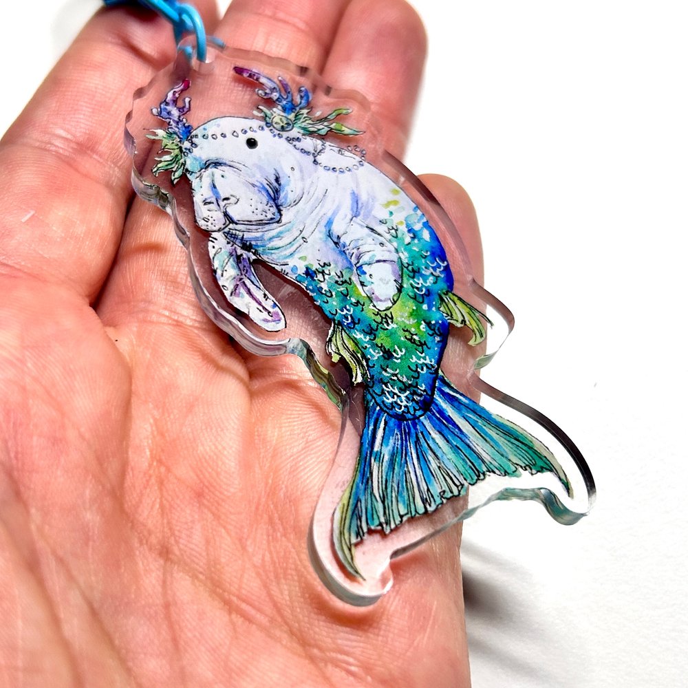 Manatee Mermaid Keychain