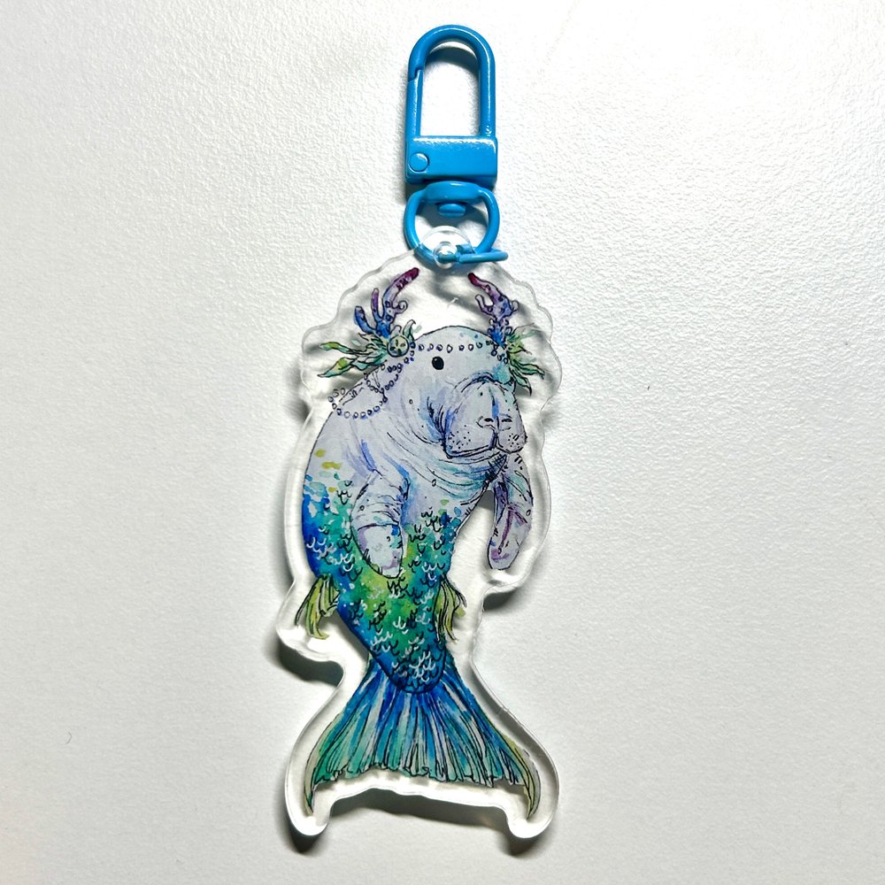 Manatee Mermaid Keychain