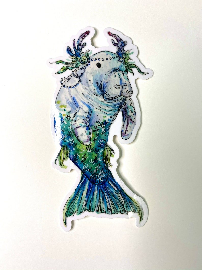 Manatee Mermaid Sticker