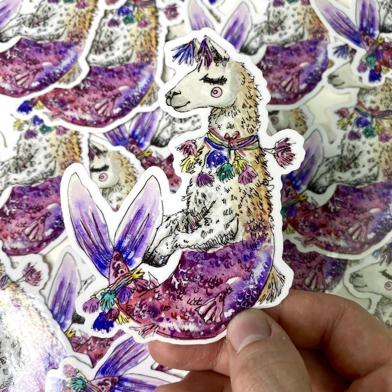 Llama Mermaid Sticker