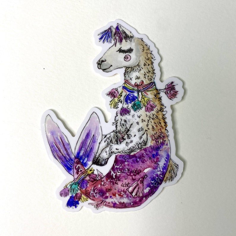 Llama Mermaid Sticker