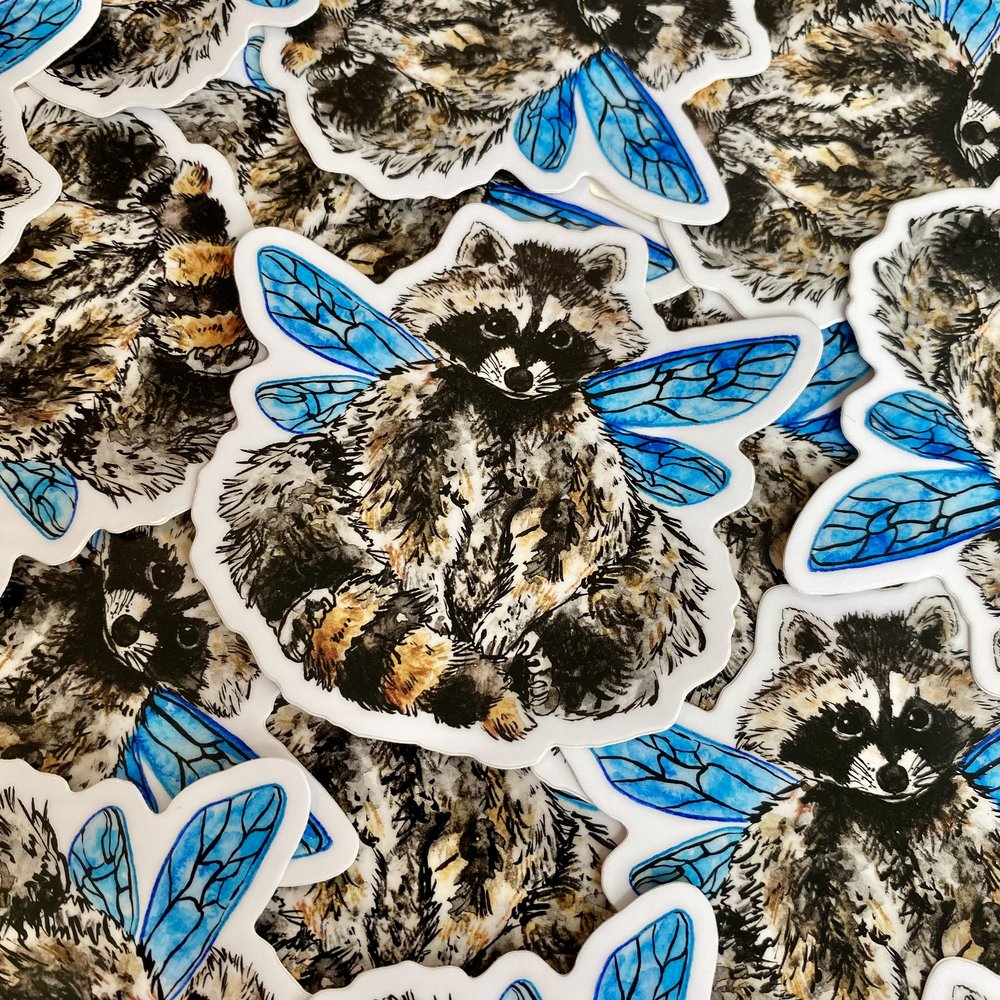 Raccoon Fairy Sticker