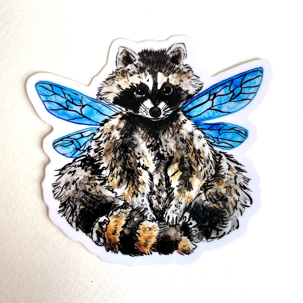 Raccoon Fairy Sticker
