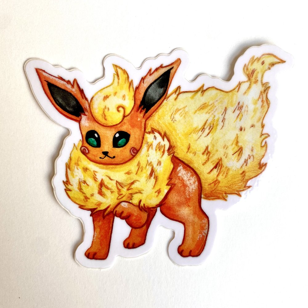 Orange Fire Kitty Sticker