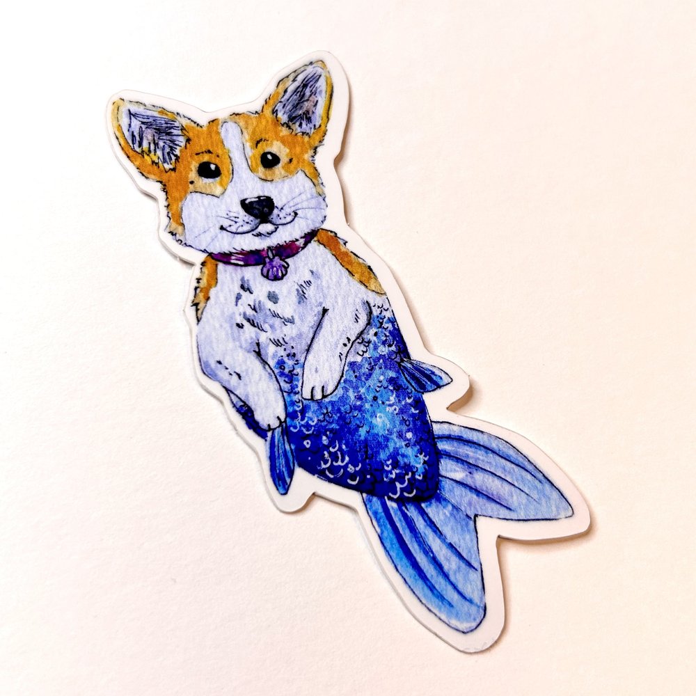 Corgi Mermaid Sticker