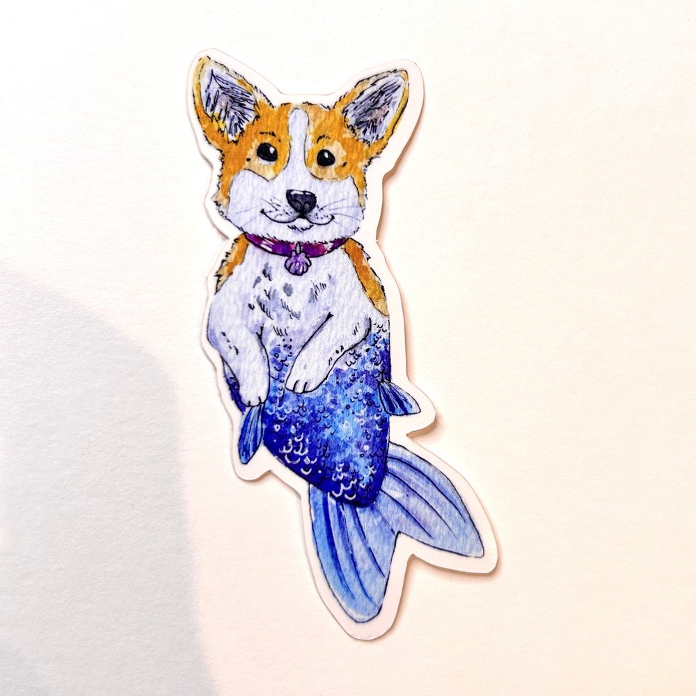 Corgi Mermaid Sticker