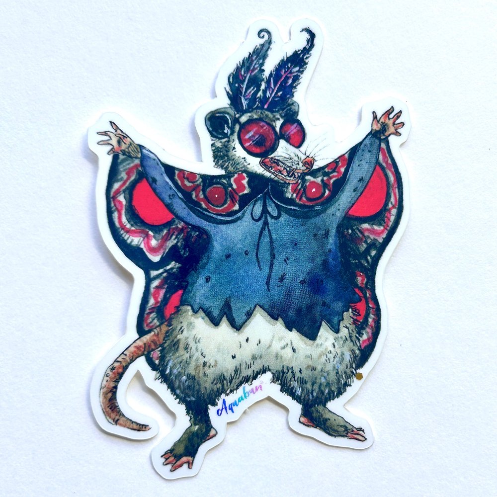 Possum Mothman Costume Sticker
