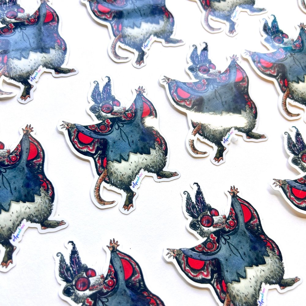 Possum Mothman Costume Sticker