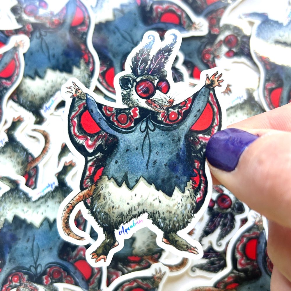 Possum Mothman Costume Sticker