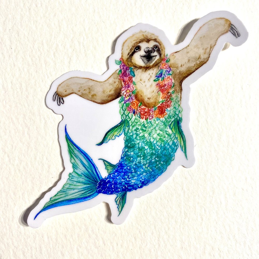 Sloth Mermaid Sticker