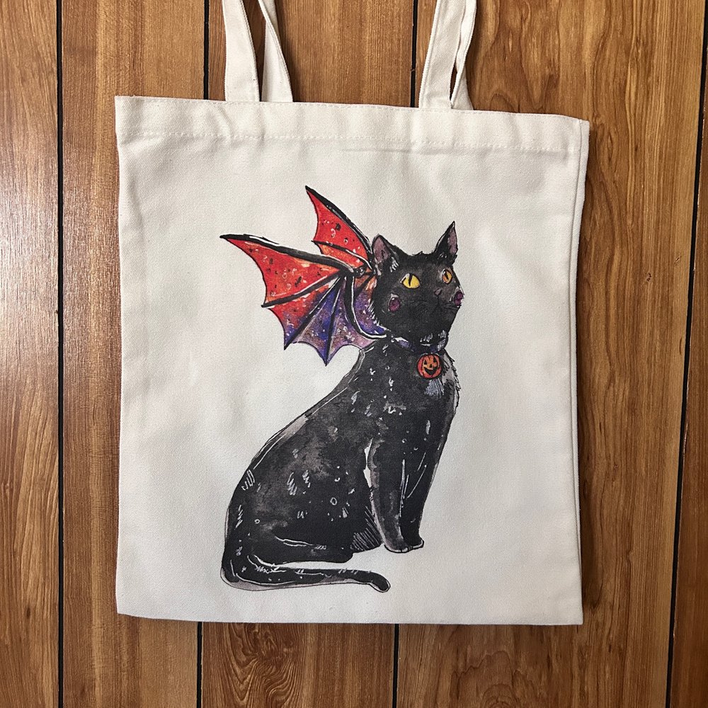 Black Cat Dragon Tote Bag