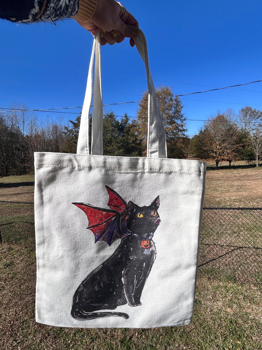 Black Cat Dragon Tote Bag