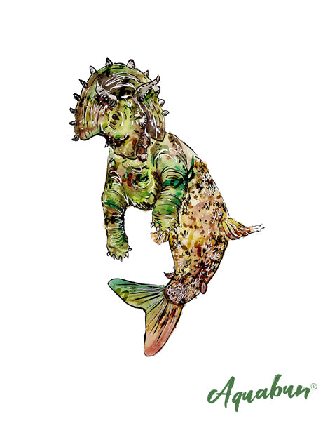 Triceratops Mermaid Print