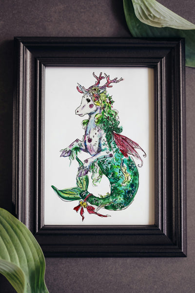 Unicorn Fairy Xmas Mermaid Print