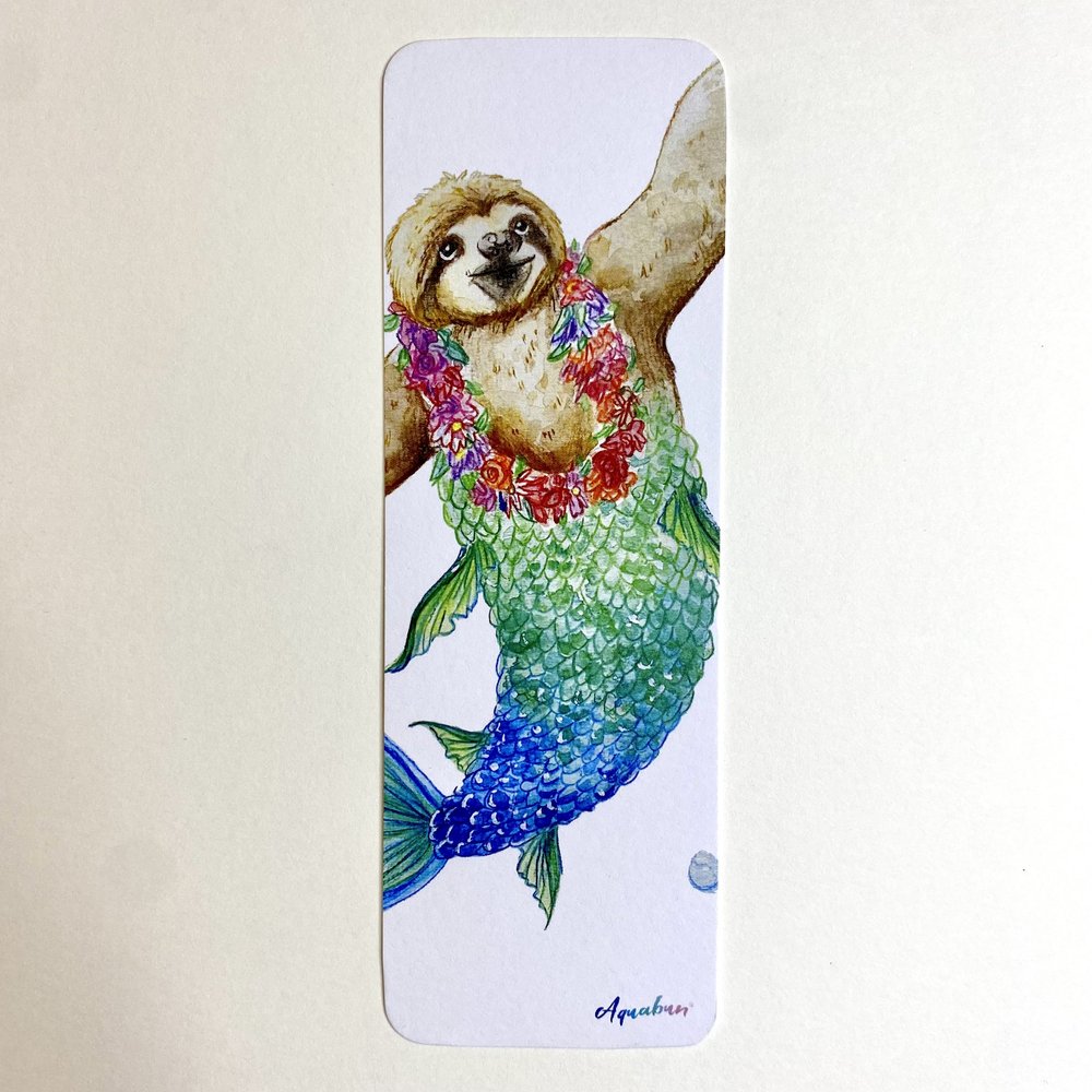 Sloth Mermaid Bookmark